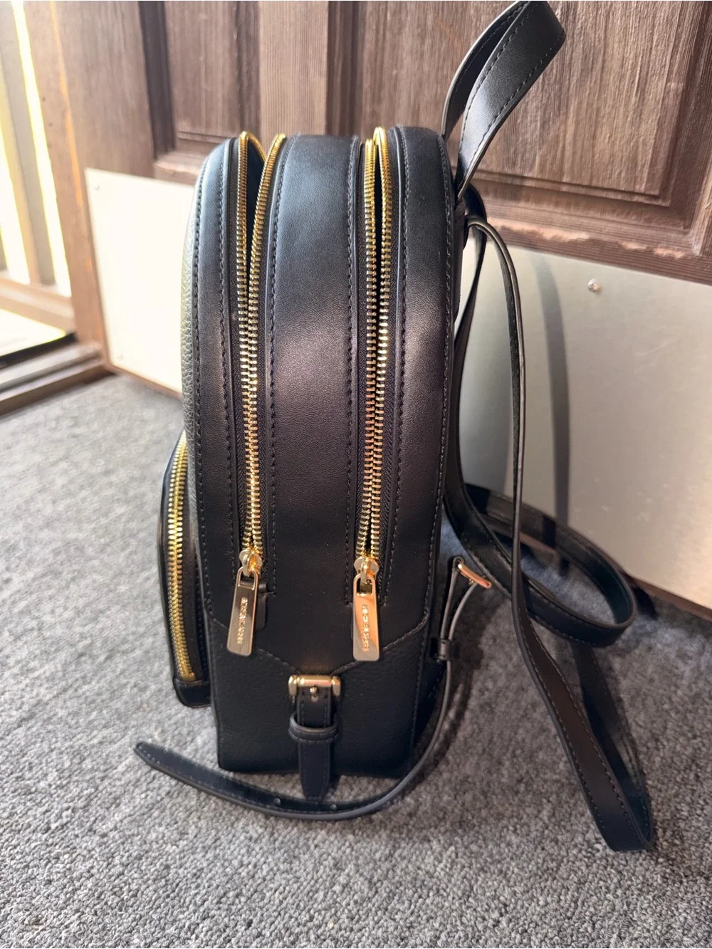 Michael Kors Black Pebbled Leather Backpack